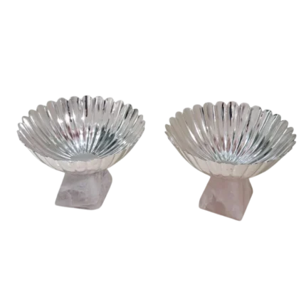 Lotus-Inspired Silver Pedestal Bowls