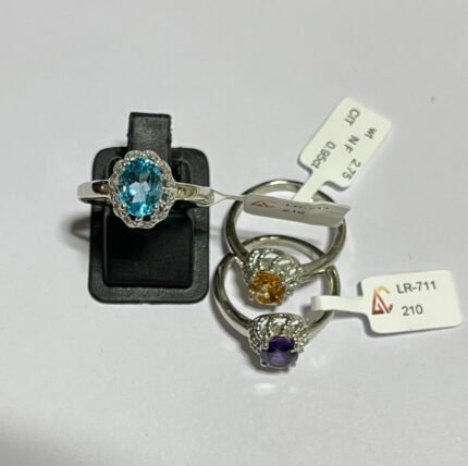 Set of 3: Sterling Silver Gemstone Rings with Accents