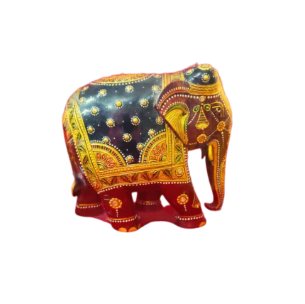 Ornate Hand-Painted Elephant Figurine with Gold Accents