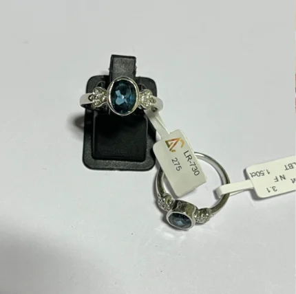 Set of 2: Sterling Silver London Blue Topaz Rings with Accents