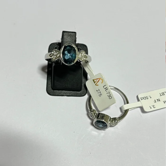 Set of 2: Sterling Silver London Blue Topaz Rings with Accents - Image 1